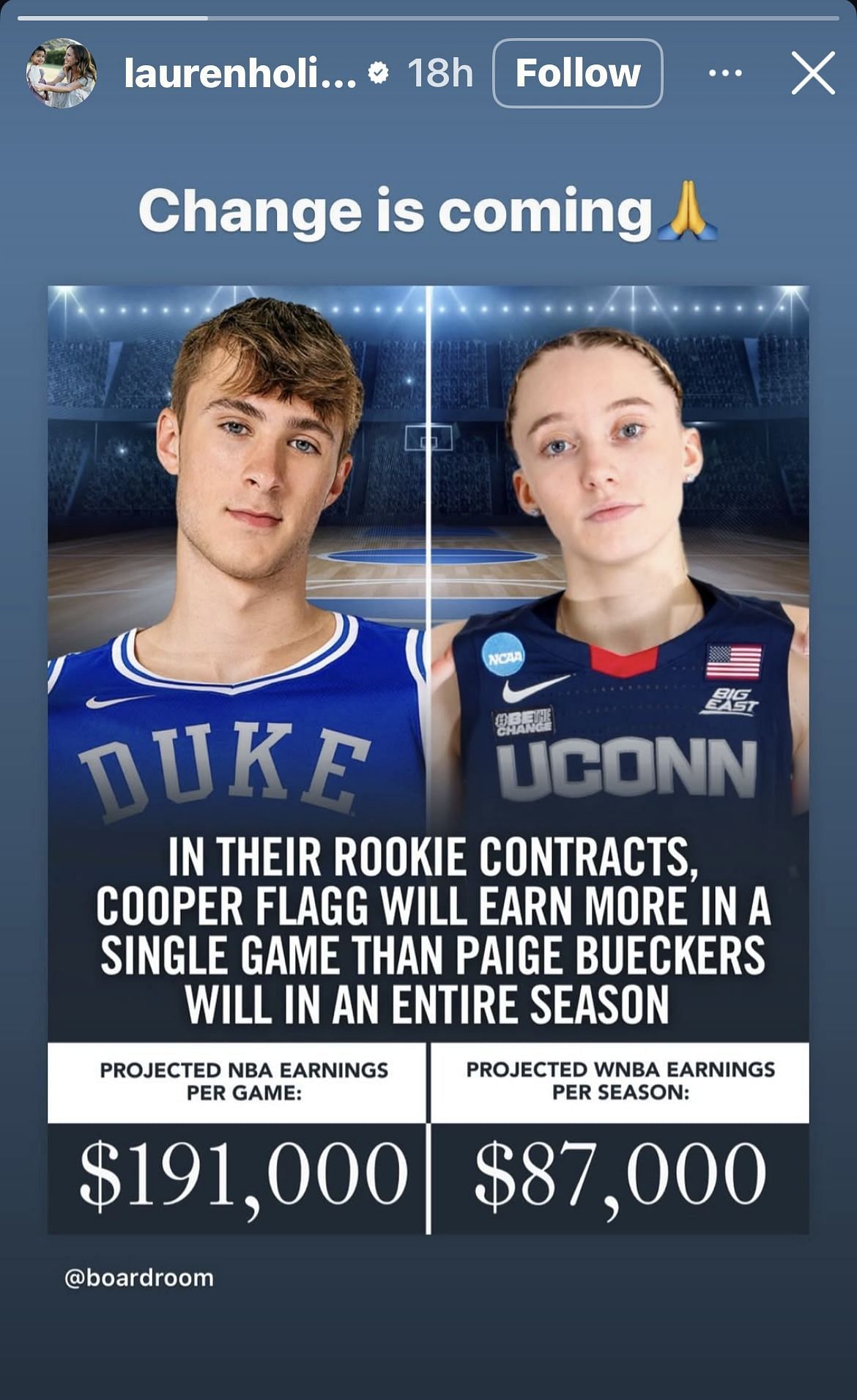 Lauren Holiday comments on the pay difference between Paige Bueckers and Cooper Flagg (image credit: instagram/laurenholiday)